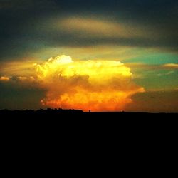 Scenic view of dramatic sky during sunset