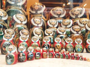 Close-up of statues for sale in market
