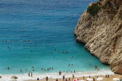 High angle view of people on beach