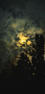 Low angle view of silhouette trees against sky at sunset