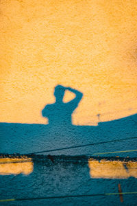 Shadow of woman on wall