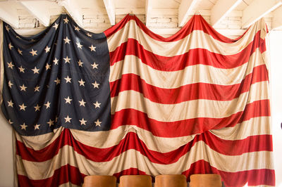 American flag hanging on wall