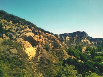 Scenic view of mountains against clear sky