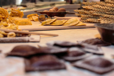 Close-up of cookies on table