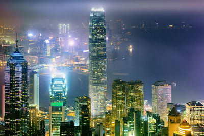 Illuminated city at night