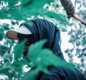 Portrait of man wearing tree