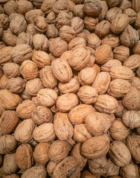 Full frame shot of walnuts for sale at market