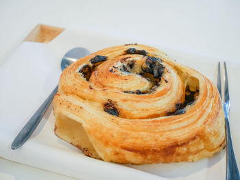 Close-up of dessert in plate on table