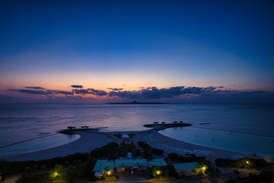 This is a beautiful evening view of kaiyohaku park in okinawa