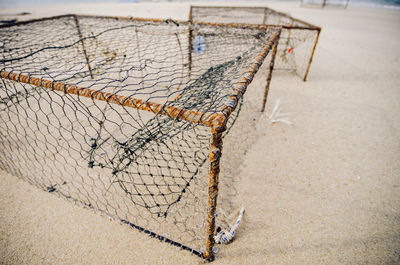 Fishing nets at sandy beach