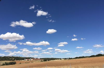 Scenic view of landscape against blue sky