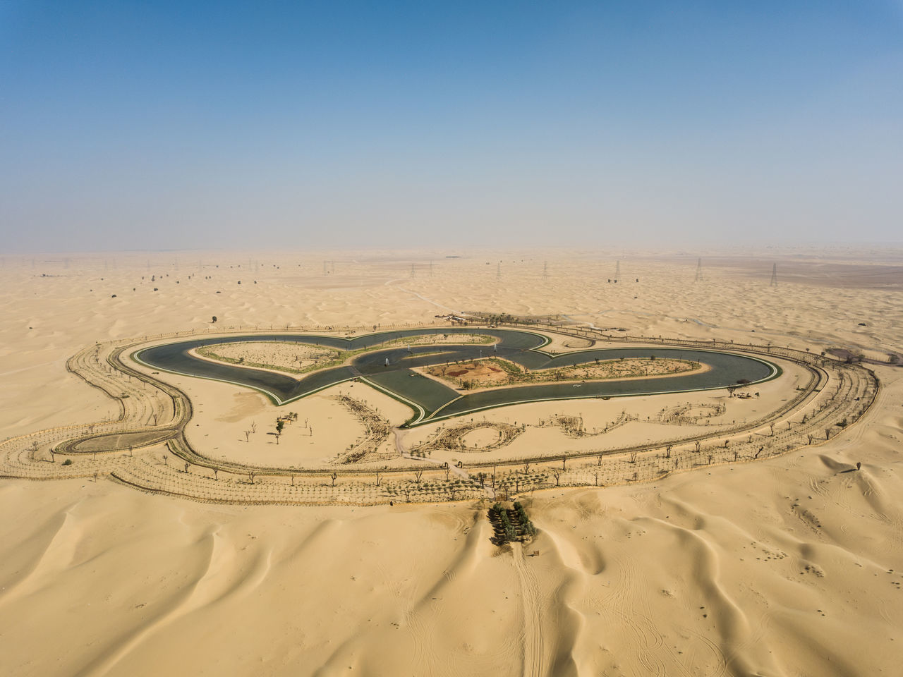 AERIAL VIEW OF DESERT AGAINST CLEAR SKY DURING WINTER