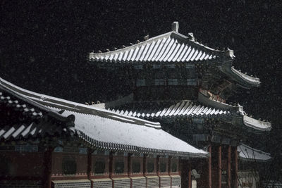 Built structure on roof of building during winter