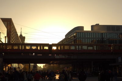 View of city at sunset