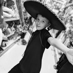 Portrait of boy wearing hat