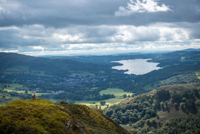 Scenic view of landscape against cloudy sky