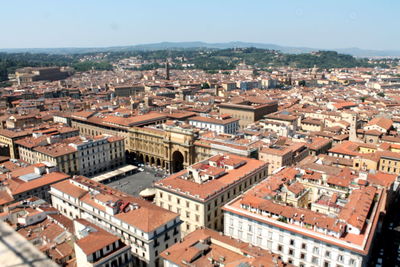 High angle view of buildings in city