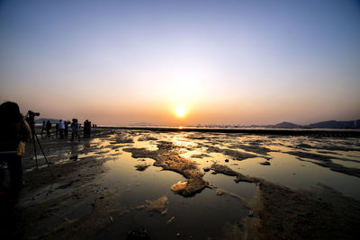 Scenic view of sea during sunset