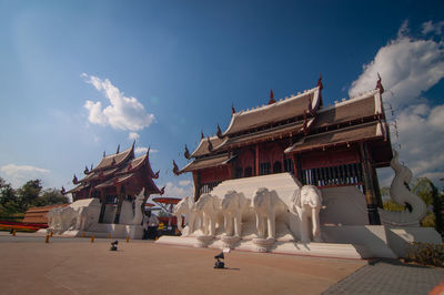 Low angle view of traditional building against sky