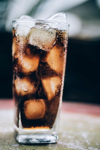 Close-up of ice cream in glass on table