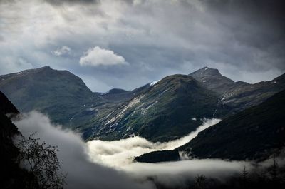 Scenic view of mountains against sky