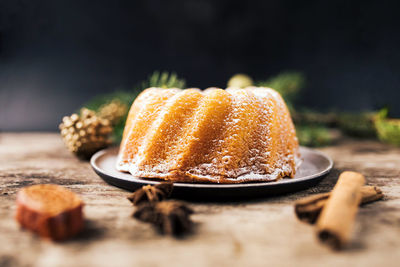 Close-up of cake on table