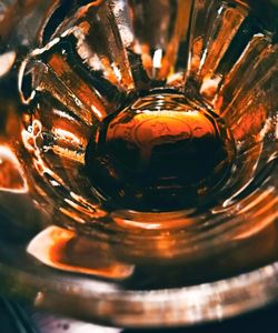 High angle view of beer in glass