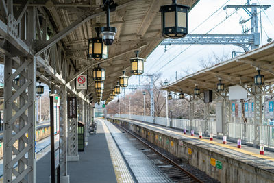 Empty railroad station platform