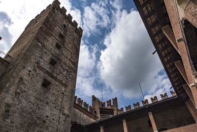 Low angle view of historic building against cloudy sky