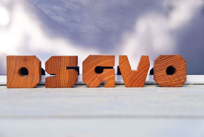 Surface level of wooden alphabets on table