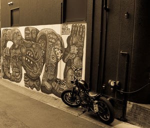Bicycles parked on road