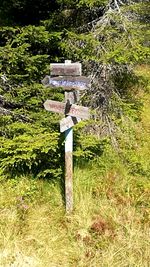 Information sign on grass