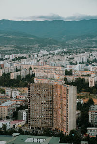 High angle view of ussr townscape against sky