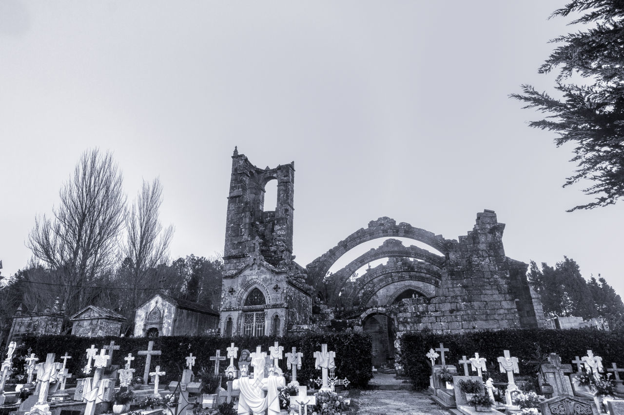 PANORAMIC VIEW OF CEMETERY AGAINST BUILDING