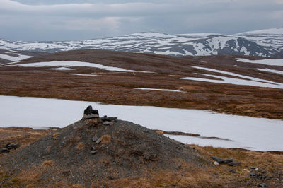 Scenic view of snowcapped mountain against sky