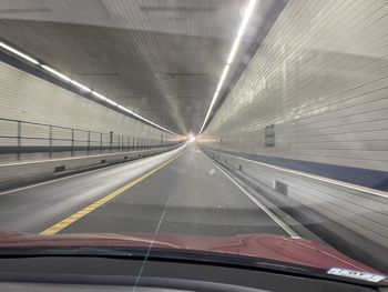 View of illuminated lights in car