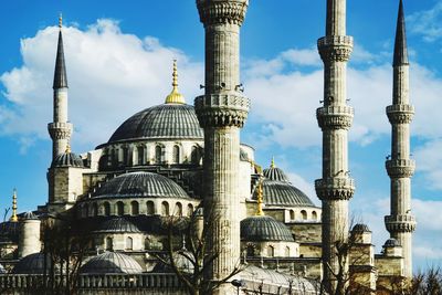 Beautiful blue mosque against the blue sky