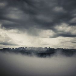 View of calm sea against cloudy sky