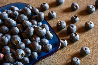 High angle view of fruits on table