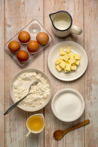 High angle view of food on table