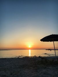 Scenic view of sea against orange sky