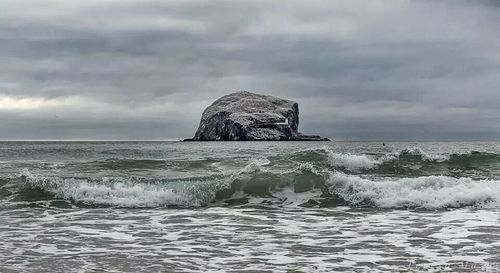 Scenic view of sea against cloudy sky