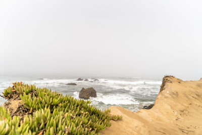 Scenic view of sea against clear sky