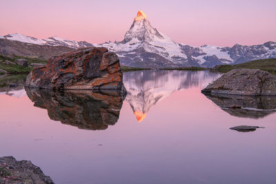 Reflection of mountain in lake