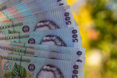 Close-up of paper currencies