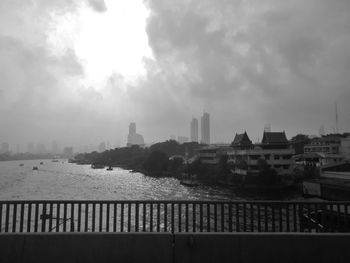 Buildings in city against cloudy sky