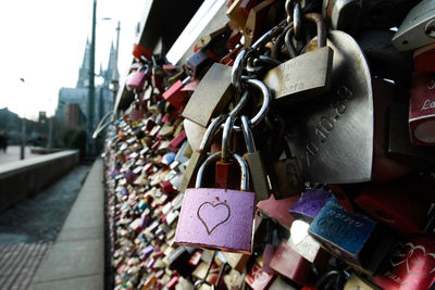 Close up of padlocks