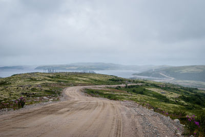 View of landscape with mountain in background