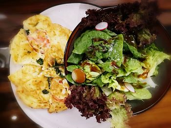 High angle view of food in plate