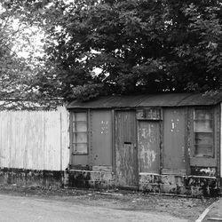 Closed door of house